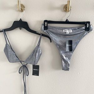 Tic Toc Holographic Two Piece - Silver